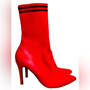 Gorgeous Red Sock Boots Size 10